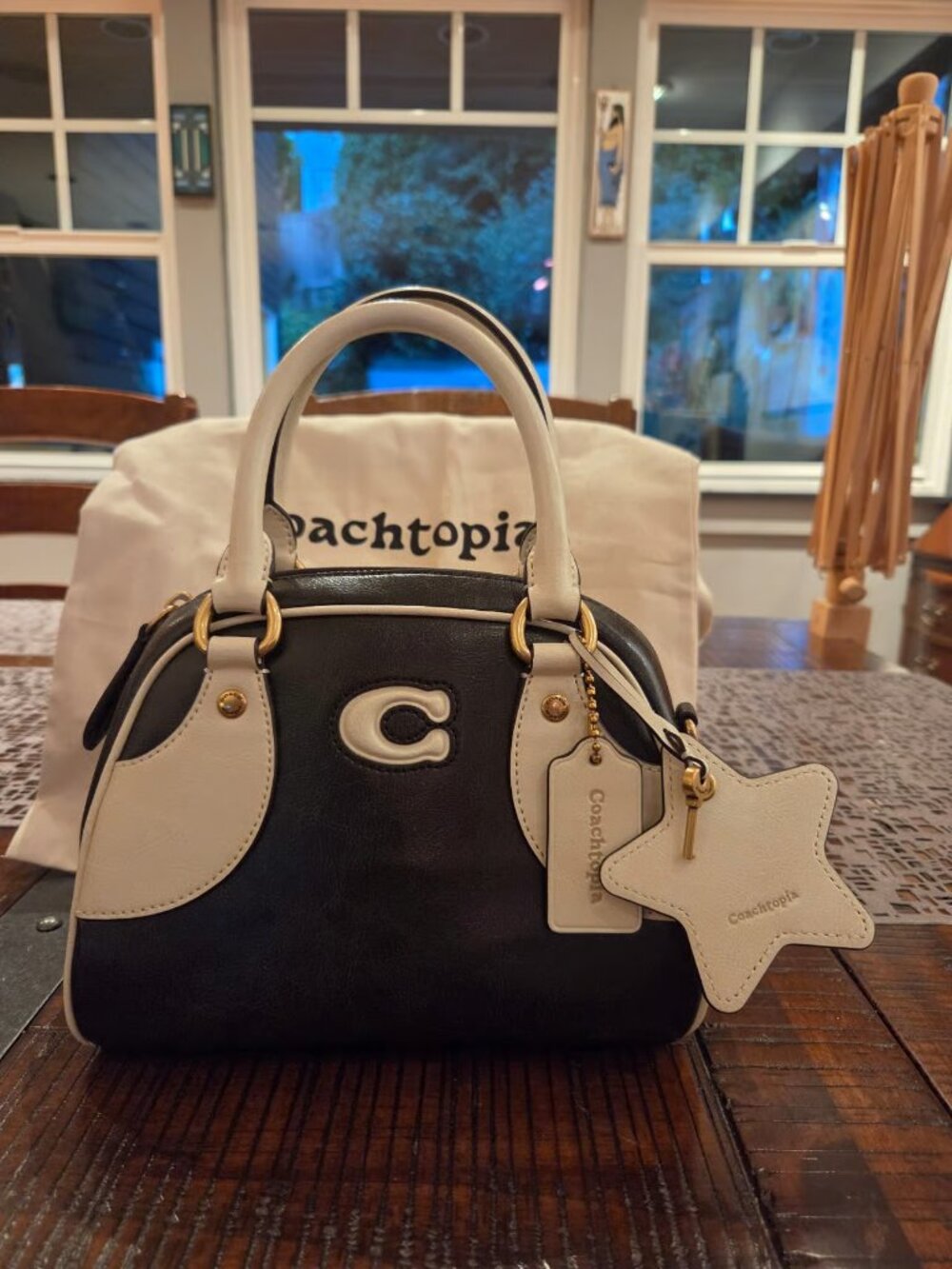 NWOT Coachtopia Bowling Top Handle Bag in Black & White  CDU48